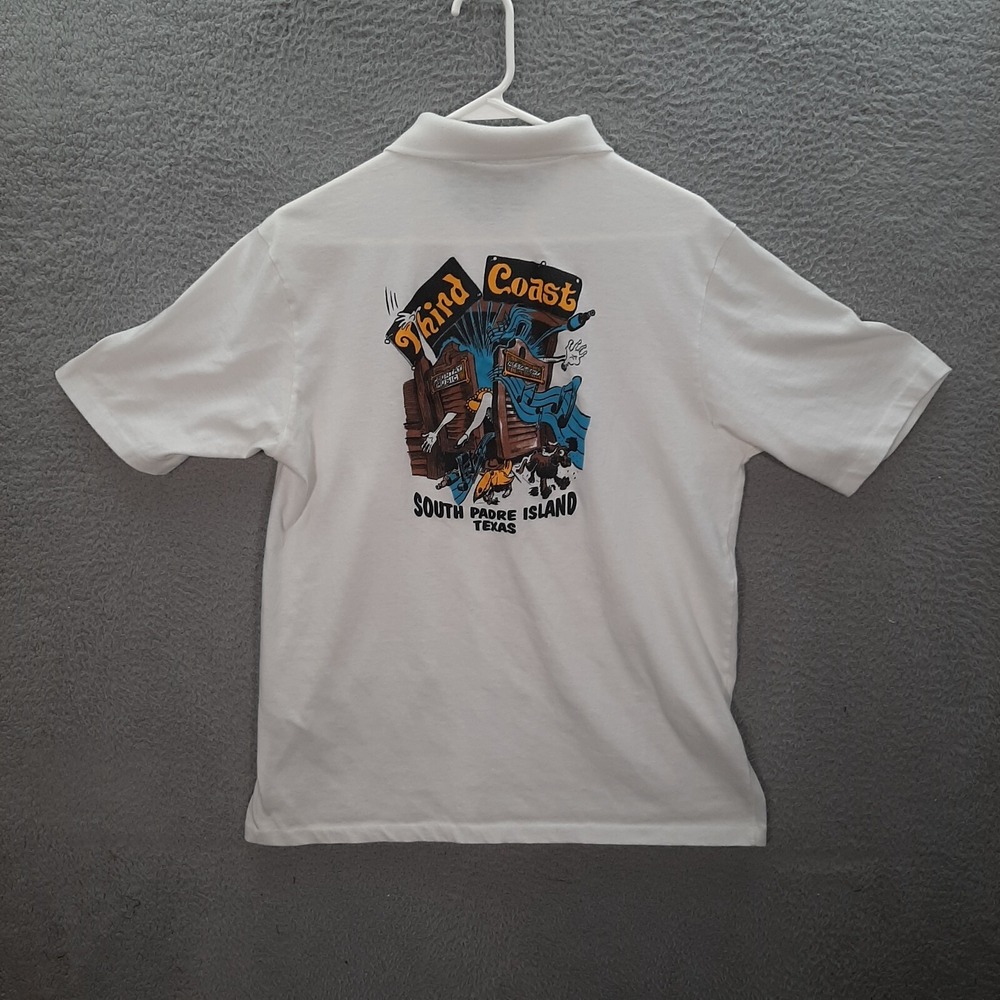 Vintage Hanes Shirt Adult Extra Large White Polo‎ Single Stitch Texas 80s 90s